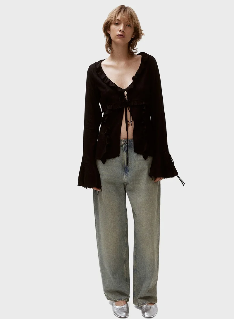 H&M Ruffled Drwastring Top