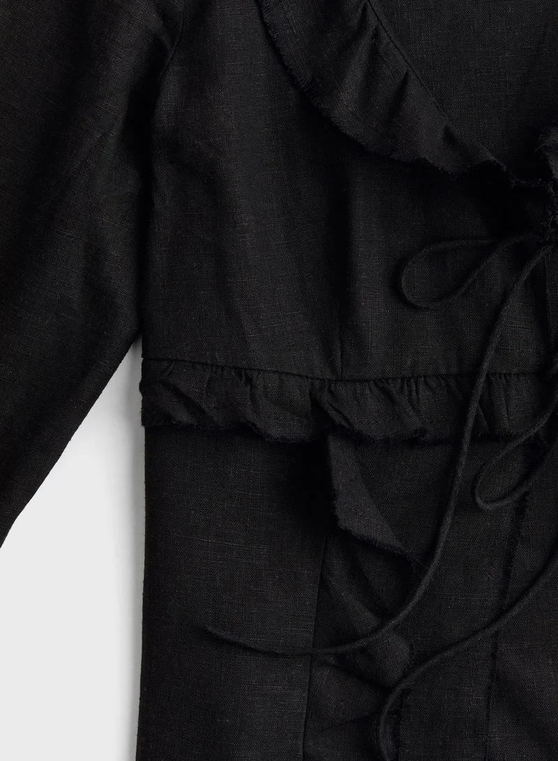 H&M Ruffled Drwastring Top