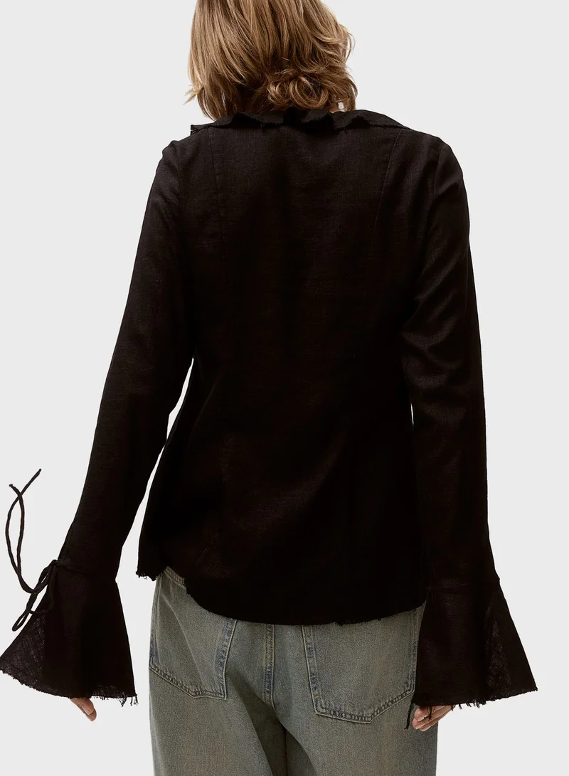 H&M Ruffled Drwastring Top