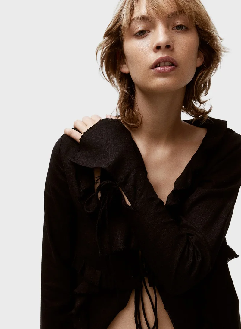 H&M Ruffled Drwastring Top