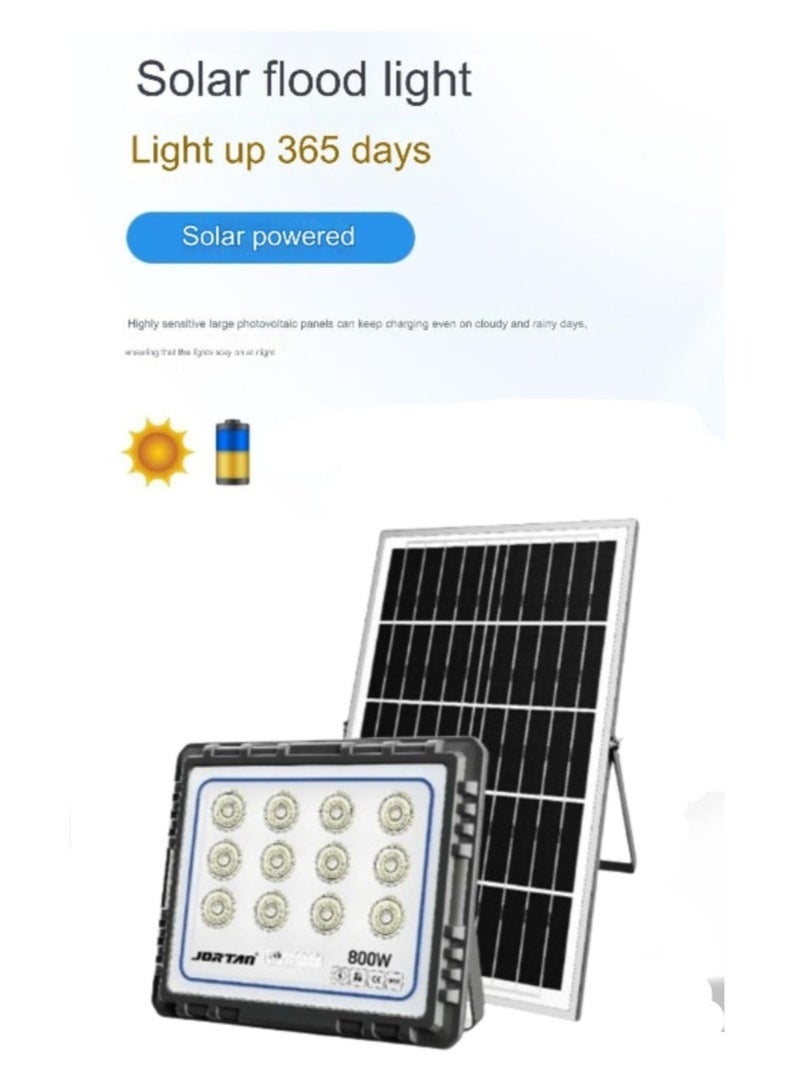 جورتان كشاف LED شمسي خارجي بقدرة 800 واط، هيكل معدني مزود ببطارية 30000 مللي أمبير، مقاوم للماء بمعيار IP66، مستشعر تشغيل تلقائي من الغسق إلى الفجر، جهاز تحكم عن بعد، لوحة شمسية بقدرة 30 واط، إضاءة أمنية عالية السطوع - Image 3