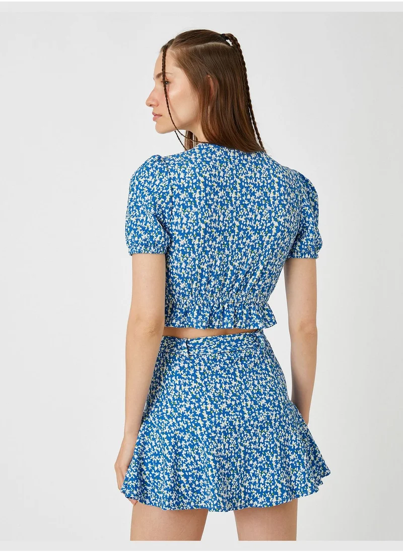 كوتون Crop Floral T-Shirt Short Sleeve
