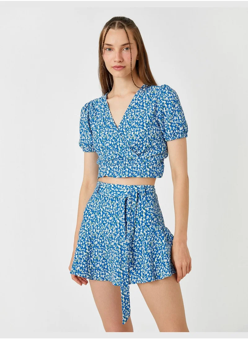 كوتون Crop Floral T-Shirt Short Sleeve