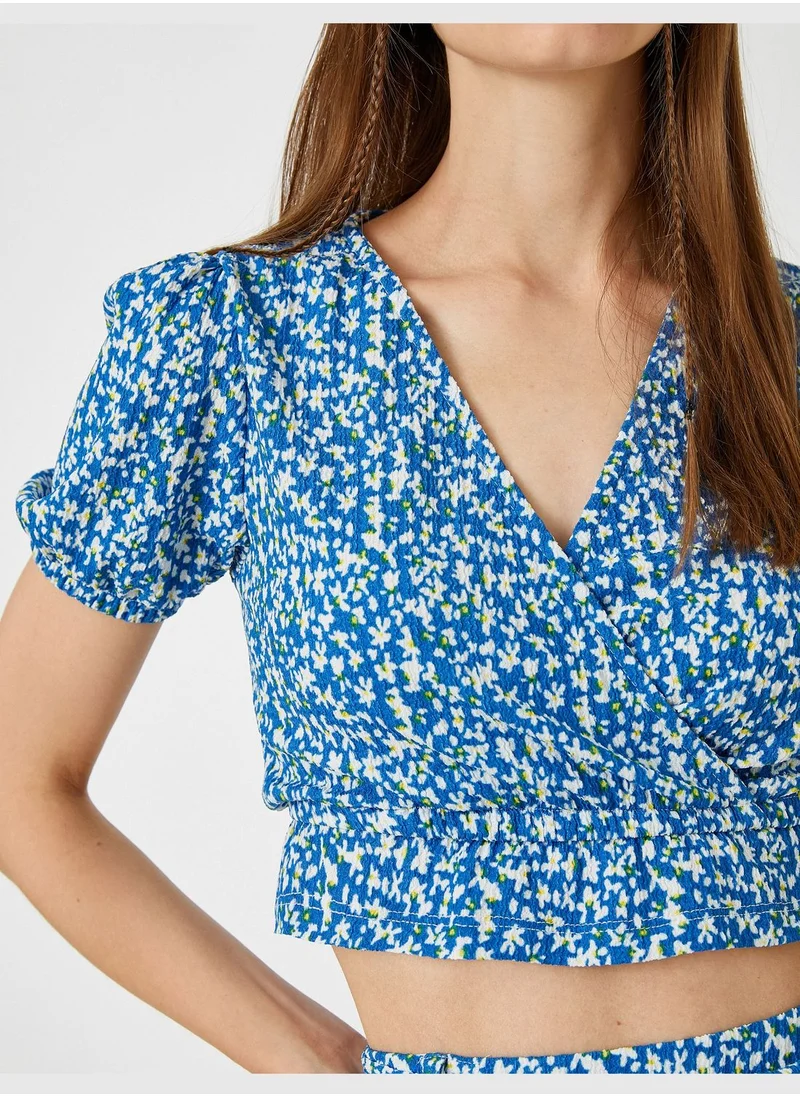كوتون Crop Floral T-Shirt Short Sleeve