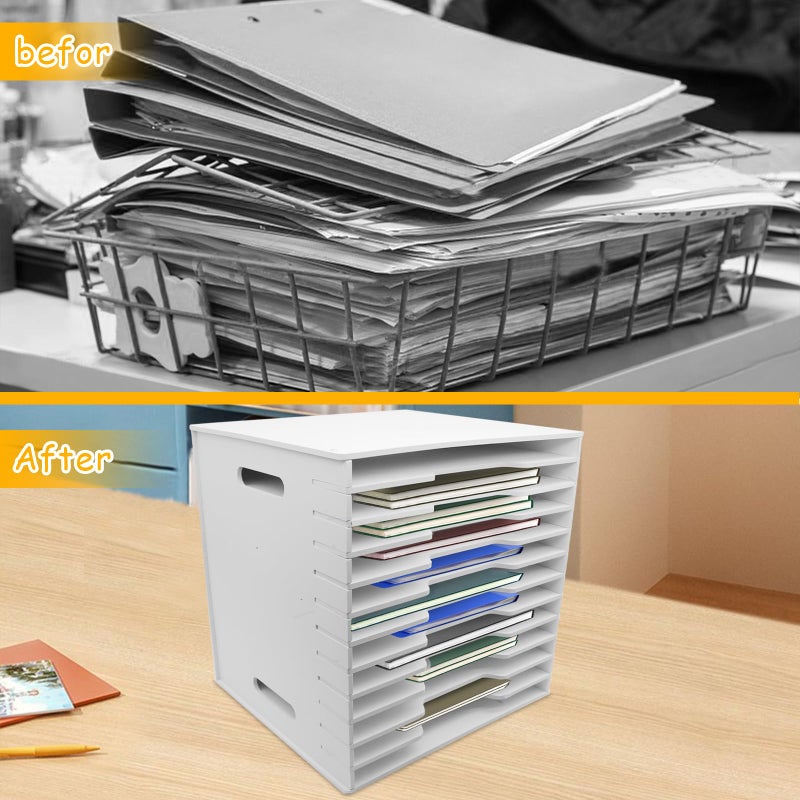 TUSAUW 12 Tier Scrapbook Paper Organizer - 13" x 13", Craft & Stamp Cardstock Storage Rack for Home Office & Classrooms (White) - Image 5