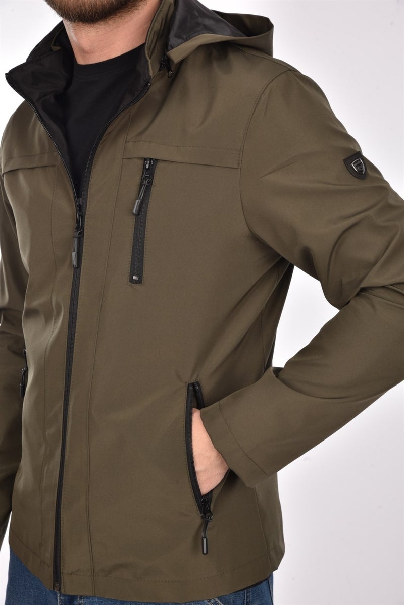 Sivaist New Season Men's Green Hooded Inner Pocket Water and Windproof Seasonal & Summer Coat  - Image 4