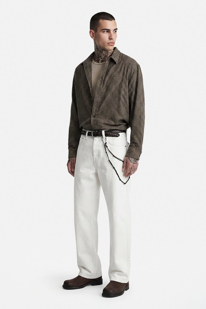 SNITCH Off-White Solid Loose Fit Casual Jeans - Image 5