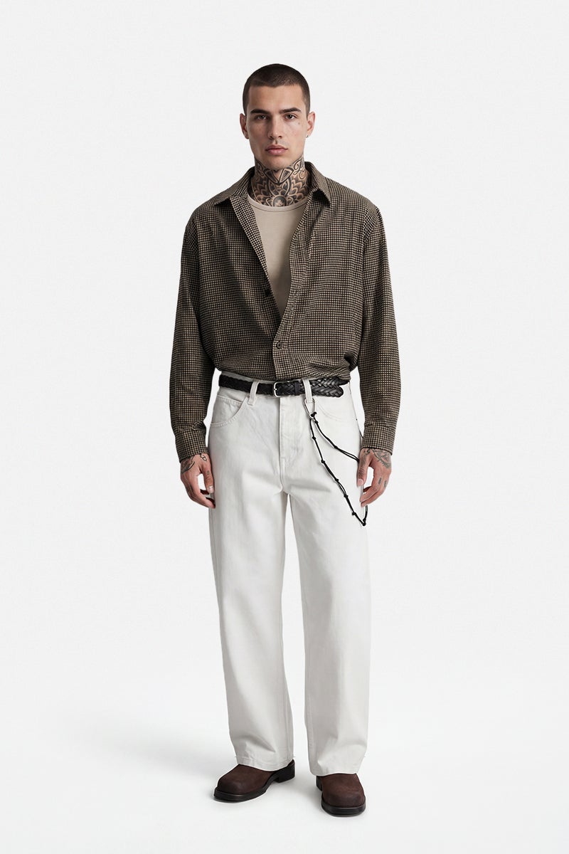 SNITCH Off-White Solid Loose Fit Casual Jeans - Image 3