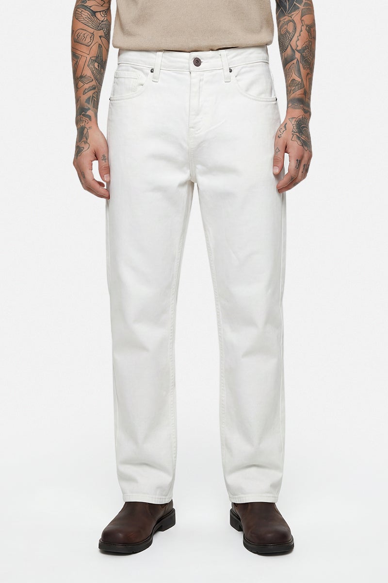 SNITCH Off-White Solid Loose Fit Casual Jeans - Image 1