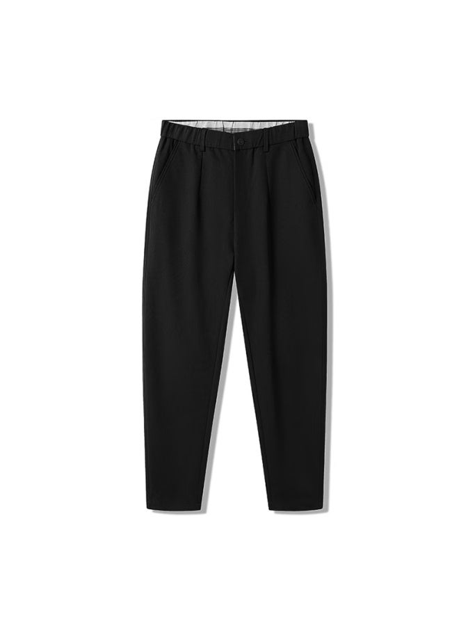 Markless Men's Casual Pants Autumn Winter Loose Tapered Thickened Black 33 - Image 4