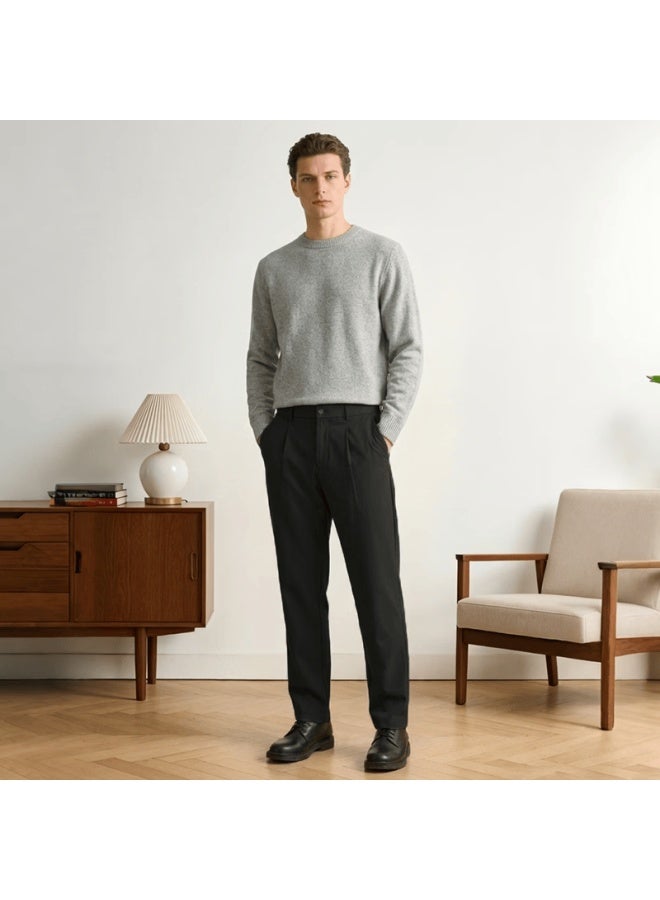 Markless Men's Casual Pants Autumn Winter Loose Tapered Thickened Black 33 - Image 2