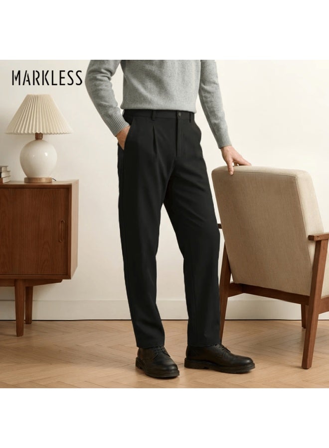 Markless Men's Casual Pants Autumn Winter Loose Tapered Thickened Black 33 - Image 1
