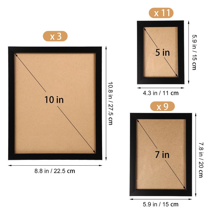 Black Wall Decor Picture Frames Set 23 Pcs Multi Photo Collage For Home Office - Image 3