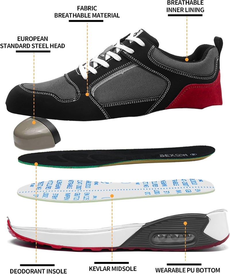 Bexow Premium Safety Shoes Steel Toe Lightweight Sneakers Industrial Footwear for Men and Women - Image 3