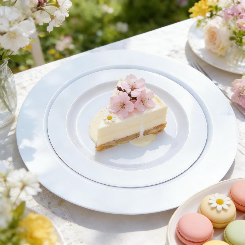 FLOWERCAT 60PCS White Plastic Plates - Heavy Duty White Disposable Plates for Easter Party/Wedding -serve for 30 guests Include 30PCS 10.25" & 30PCS 7.5" Plates for Party - Image 3