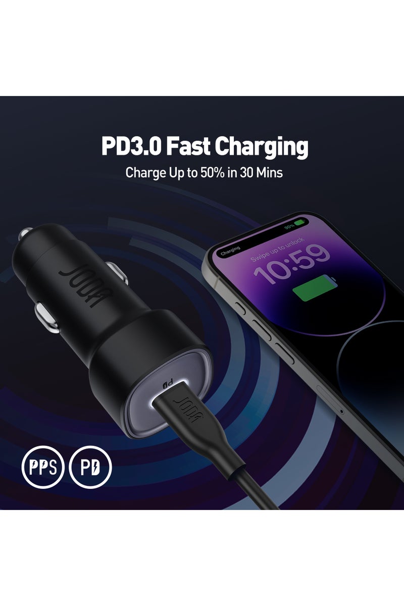 جودا شاحن سيارة جودا اليابانية بقوة 20 واط بمنفذ تايب سي - اسود - Image 4