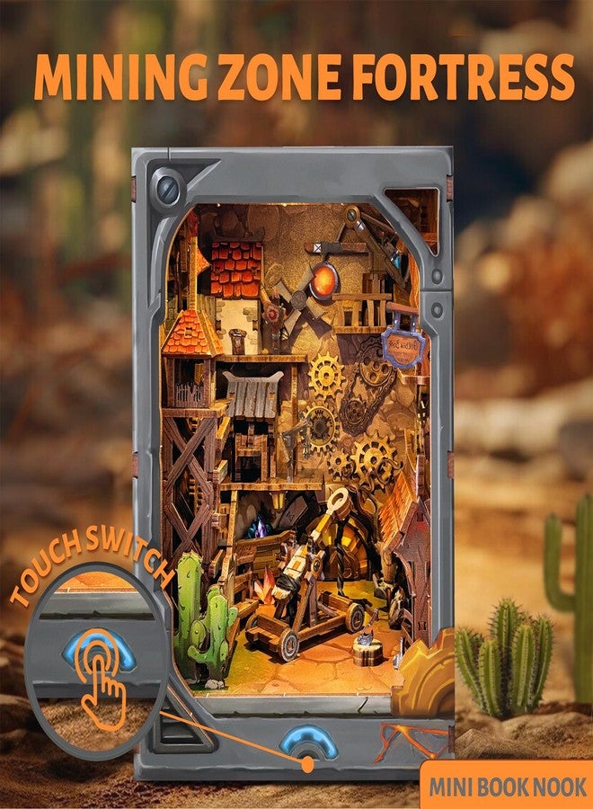 Spilay DIY Book Nook Kit,DIY Dollhouse Booknook Bookshelf Insert Decor Alley,Bookends Model Build kit,Handmade Crafts Gifts for Birthday Valentine's Day-kit (Fortaleza de la Zona minera) - Image 2