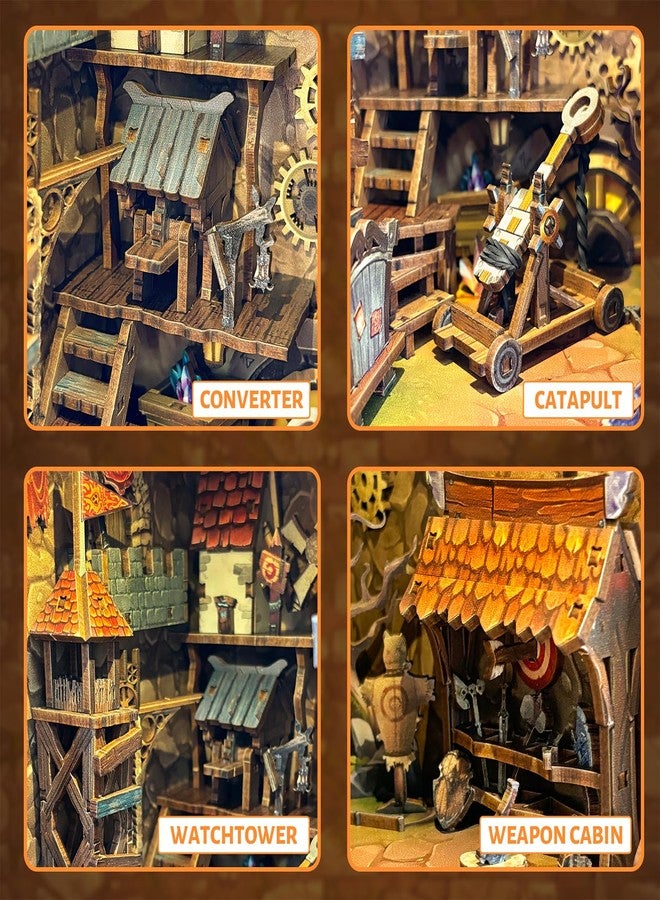 Spilay DIY Book Nook Kit,DIY Dollhouse Booknook Bookshelf Insert Decor Alley,Bookends Model Build kit,Handmade Crafts Gifts for Birthday Valentine's Day-kit (Fortaleza de la Zona minera) - Image 5
