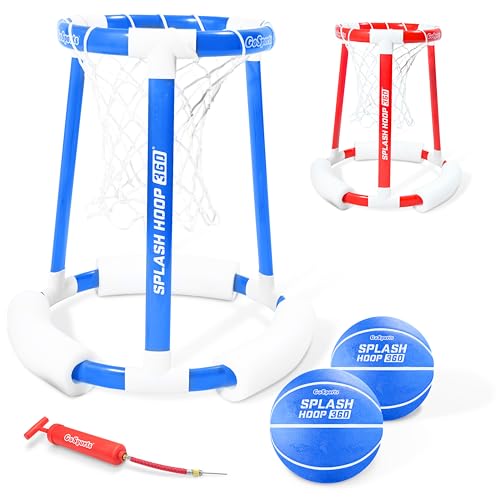 لعبة كرة السلة العائمة GoSports Splash Hoop 360 تشمل حلقة و 2 كرة ومضخة