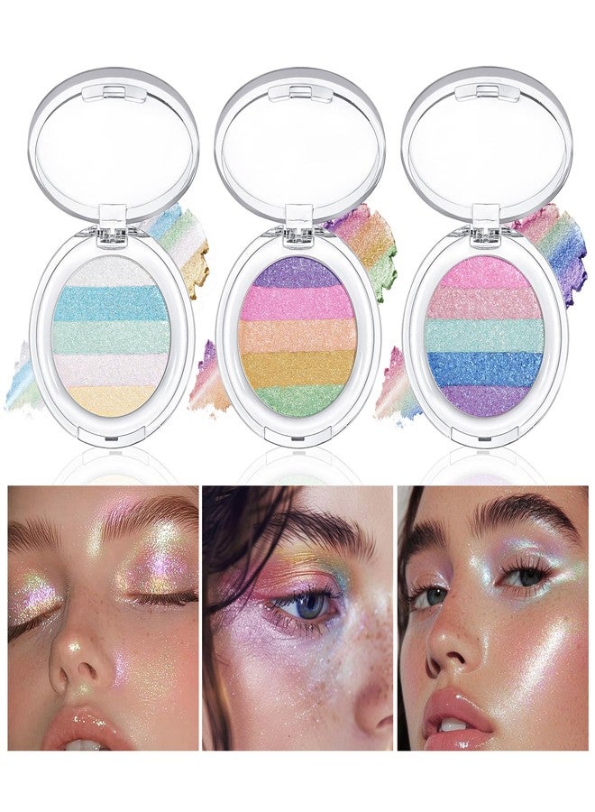 DLZZRS Chameleon Glitter Eyeshadow, Multichrome Shiny Eyeshadow Long-Lasting Waterproof Smudge-Proof, 5-Color Highlight Palette Highly Pigmented & Blendable Rainbow Highlight for Halloween Party (#01) - Image 4