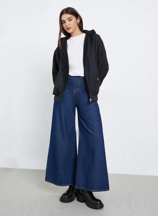 Styli Women Black Hooded Bomber Jacket