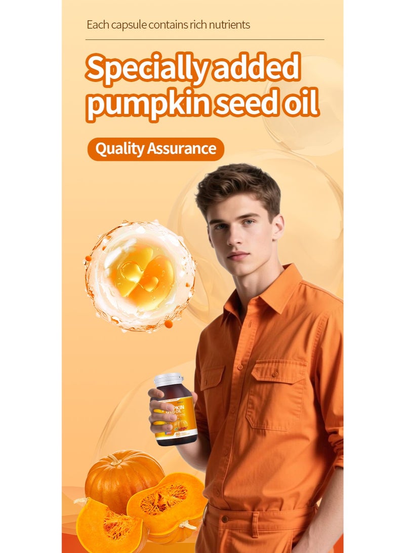 DHOP Enhanced Version Cold Pressed Natural Pumpkin Seed Oil Softgels 1000mg Per Serving 2-in-1 Formula 60-Count Dietary Supplement - Image 4