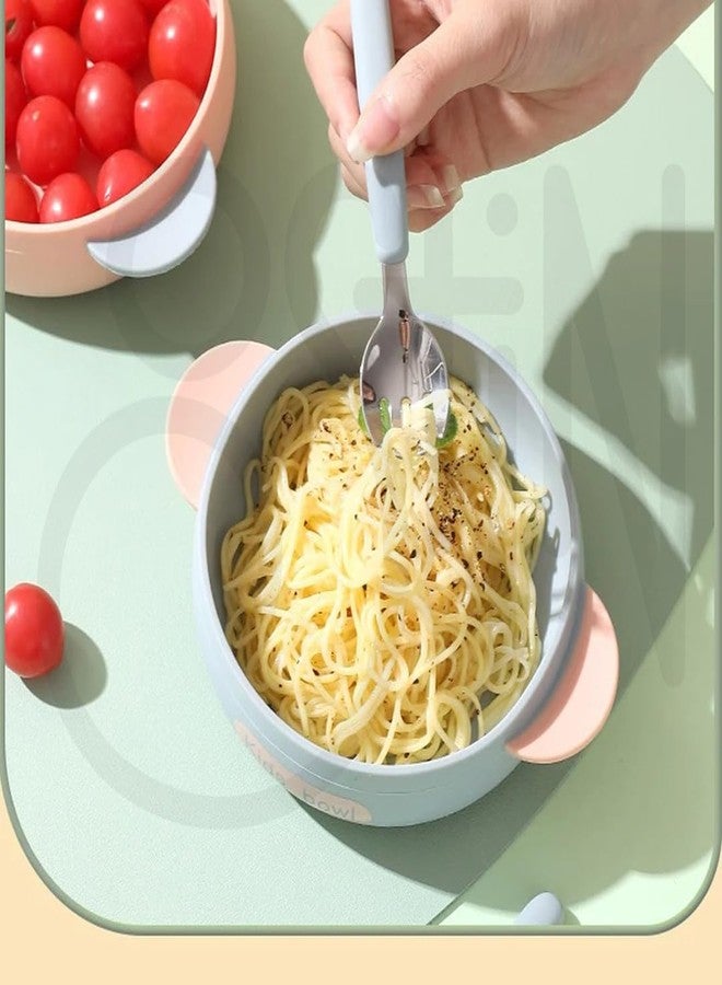 Ostin Silicone Plates Spoons and Forks Food Plates with Straw Brush Tableware Baby Feeding Set Children's Dishes Kids Cutlery Kit Silicone Tableware Set Baby Food Plate. (Round Grey) - Image 2