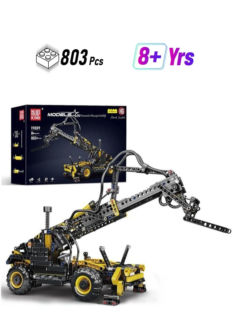 mould king 19009 Pneumatic Telescopic Forklift Building Blocks Kits,Gift Toy for Kids Age 8+ /Adult Collections Enthusiasts,Educational Engineering Forklift Building Set Construction Vehicles Model  - Image 1