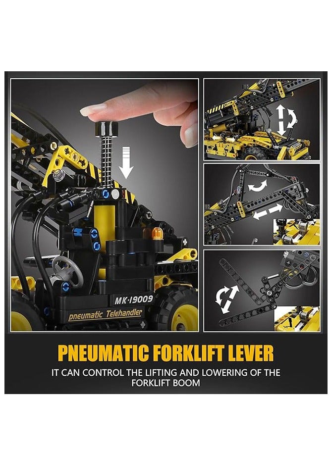 mould king 19009 Pneumatic Telescopic Forklift Building Blocks Kits,Gift Toy for Kids Age 8+ /Adult Collections Enthusiasts,Educational Engineering Forklift Building Set Construction Vehicles Model  - Image 2