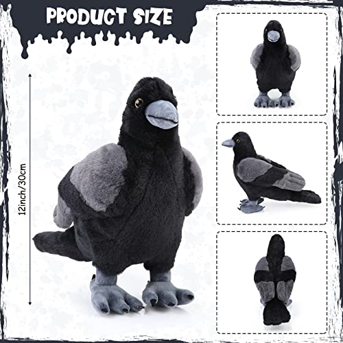 Aoriher 12 Inch Crow Plush Stuffed Animal Soft Black Fluffy Plush Toy Realistic Bird Stuffed Animal for Home Decoration Pet Party Favors Collection Supplies - Image 5