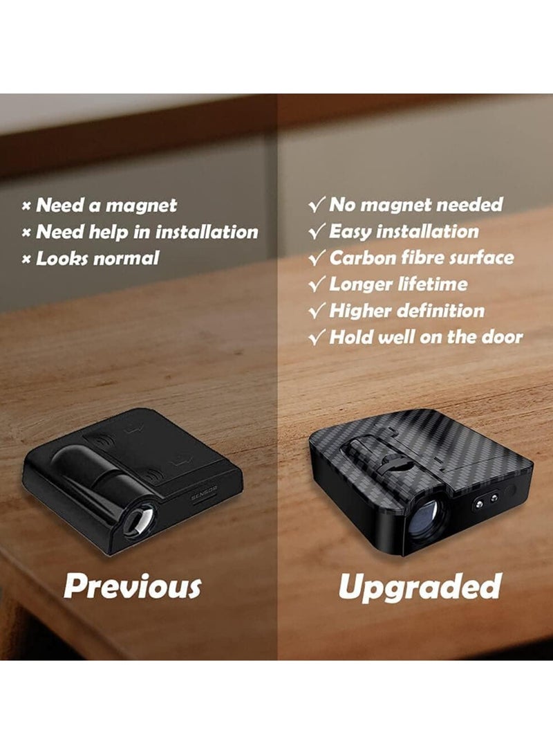 general Car Door Lights Logo Projector Set of 2 Wireless Car Door Logo Lights Projector Carbon Fibre Surface Battery Powered Courtesy Led Door Lights - Image 3