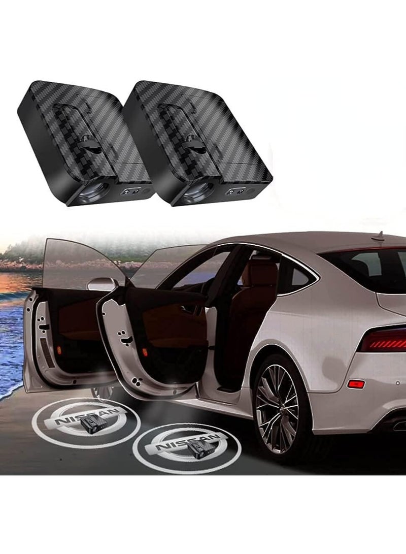 general Car Door Lights Logo Projector Set of 2 Wireless Car Door Logo Lights Projector Carbon Fibre Surface Battery Powered Courtesy Led Door Lights - Image 1