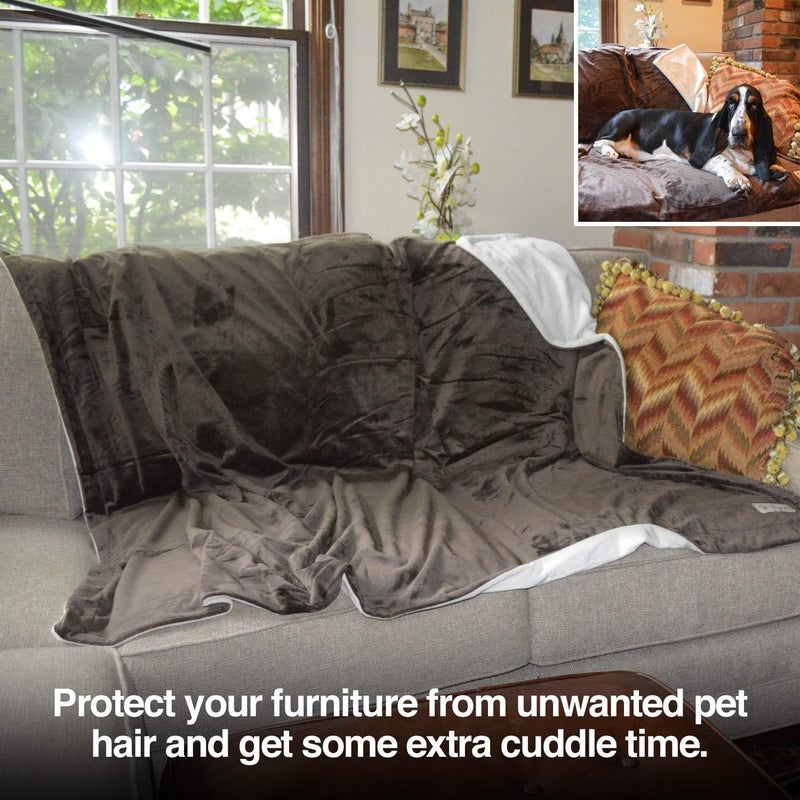PetFusion Premium Pet Blanket, Multiple Sizes for Dogs & Cats. [Reversible Micro Plush]. 100% Soft Polyester, Brown, Large (53 x 41) (PF-PB1B) - Image 2