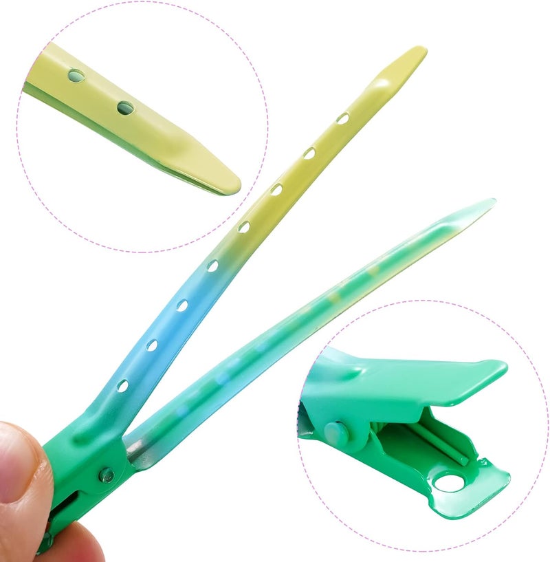 Bantoye 24 Packs Duck Bill Clips, 3.35 Inches Rustproof Metal Alligator Curl Clips with Holes for Hair Styling, Hair Coloring, Gradient Green - Image 3