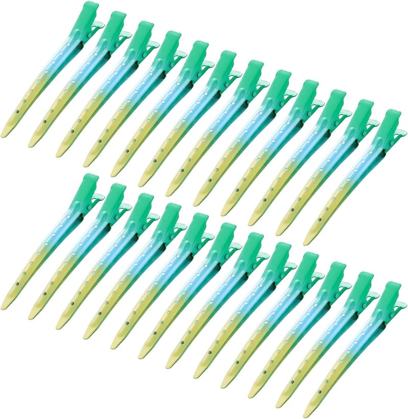 Bantoye 24 Packs Duck Bill Clips, 3.35 Inches Rustproof Metal Alligator Curl Clips with Holes for Hair Styling, Hair Coloring, Gradient Green - Image 1