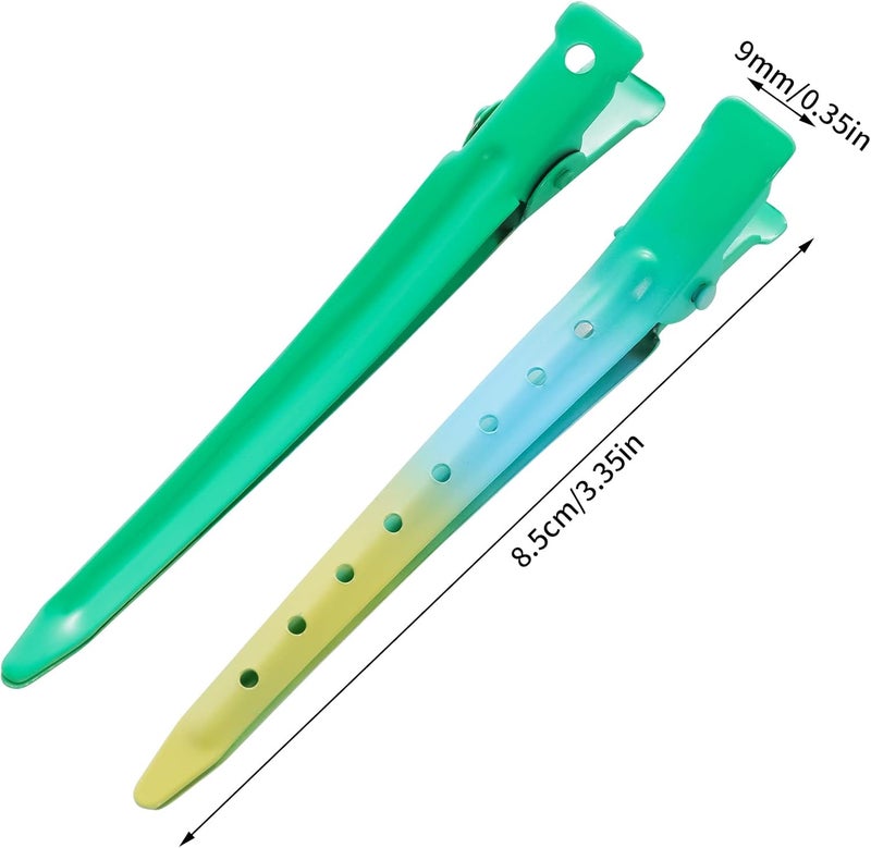 Bantoye 24 Packs Duck Bill Clips, 3.35 Inches Rustproof Metal Alligator Curl Clips with Holes for Hair Styling, Hair Coloring, Gradient Green - Image 2