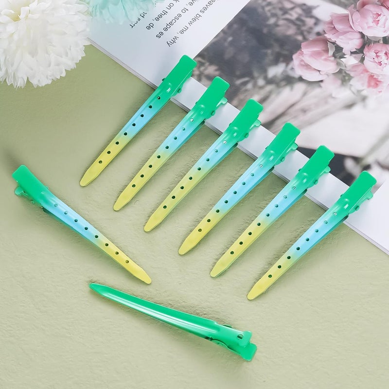 Bantoye 24 Packs Duck Bill Clips, 3.35 Inches Rustproof Metal Alligator Curl Clips with Holes for Hair Styling, Hair Coloring, Gradient Green - Image 5