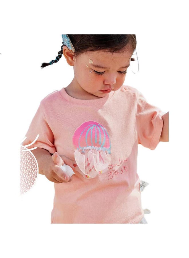 minibala Mini Bala [Plant Muscle] Baby T-Shirt For Boys And Girls, Summer Cool-Feeling, Moisture-Wicking, Quick-Drying, Antibacterial Short Sleeve T-Shirt, Pink Purple, Size 100 - Image 2
