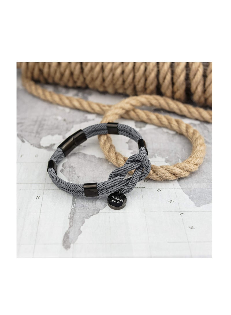 Paracord Braided Rope Bracelet For Men Women, Lightweight Nautical Unisex Cuff Bracelet, Sturdy Surfer Bracelets, With Stainless Steel Magnetic Clasp, Bracelet for Men and Women - Image 3