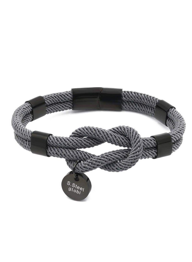 Paracord Braided Rope Bracelet For Men Women, Lightweight Nautical Unisex Cuff Bracelet, Sturdy Surfer Bracelets, With Stainless Steel Magnetic Clasp, Bracelet for Men and Women - Image 1