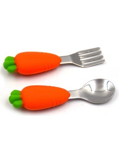 Kids Silicone Handle Stainless Steel Tip Spoon and Fork Set (Orange) - pzsku/ZD2EB842DB2983FFDF4E3Z/45/_/1725725199/06b3a7de-2c38-4fdc-a0c9-2a9c696efbca