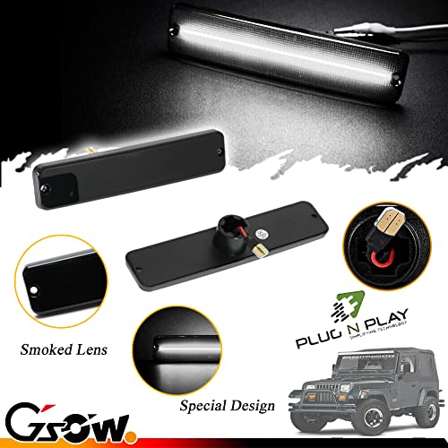GSOWO 2 PCS White LED Side Marker Light for J-e-e-p Wrangler YJ 1987-1995, Smoked Lens Front Turn Signal Indicator, Left/Right Side Fender Sidemarker Lamps - Image 3