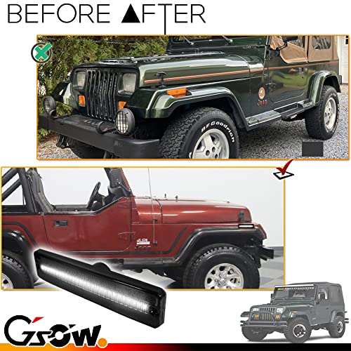 GSOWO 2 PCS White LED Side Marker Light for J-e-e-p Wrangler YJ 1987-1995, Smoked Lens Front Turn Signal Indicator, Left/Right Side Fender Sidemarker Lamps - Image 2