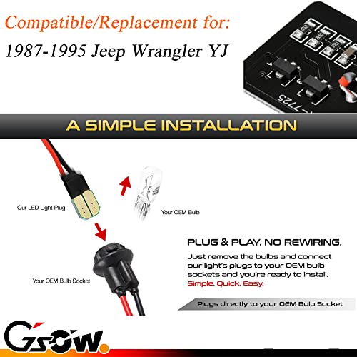 GSOWO 2 PCS White LED Side Marker Light for J-e-e-p Wrangler YJ 1987-1995, Smoked Lens Front Turn Signal Indicator, Left/Right Side Fender Sidemarker Lamps - Image 5