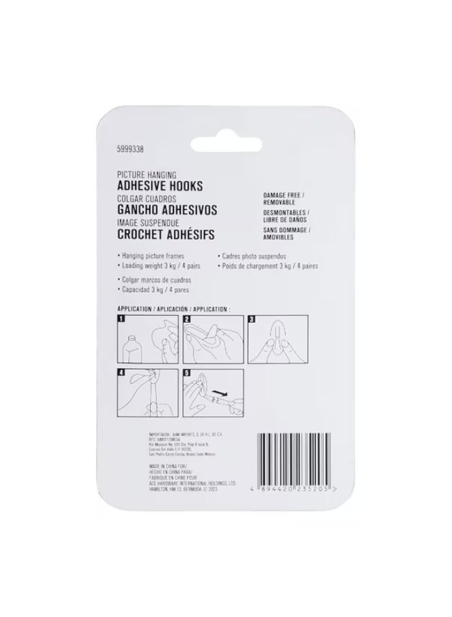 ACE 12-Piece Damage-Free Adhesive Picture Hanging Strips White 1.6 x 4.8cm - Image 2