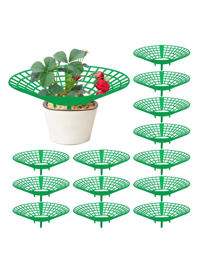 SYOSI 14 Pack Strawberry Supports, Strawberry Plant Support with 3 Sturdy Support Feet, Strawberry Growing Racks, Strawberry Growing Frame, Protecting Strawberry Plants from Mold, Rot and Dirt, Green  - Image 1