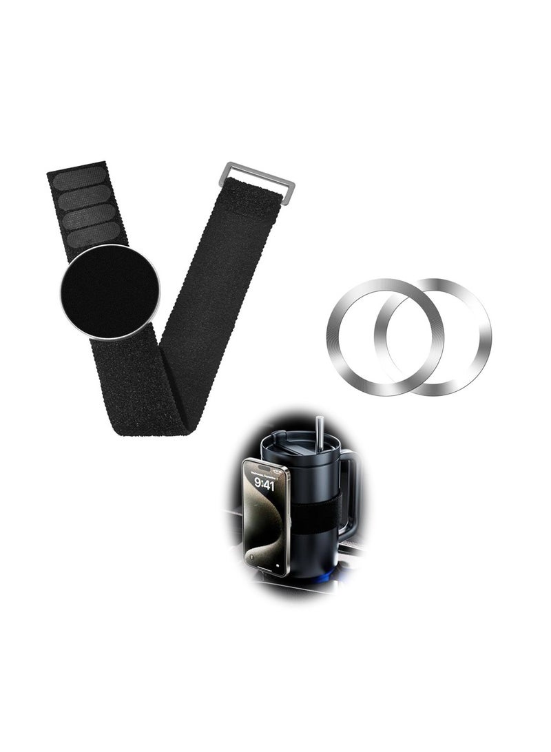 SYOSI Water Bottle Accessories, Magnetic Strap Phone Holder For Cup, Gym Exercise to Hold Keys and Cell Phone, with 2 Magnetic Ring - Image 1