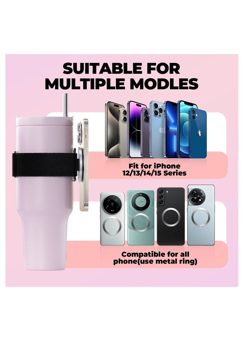 SYOSI Water Bottle Accessories, Magnetic Strap Phone Holder For Cup, Gym Exercise to Hold Keys and Cell Phone, with 2 Magnetic Ring - Image 3