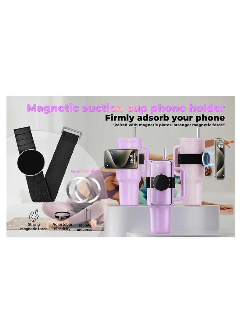 SYOSI Water Bottle Accessories, Magnetic Strap Phone Holder For Cup, Gym Exercise to Hold Keys and Cell Phone, with 2 Magnetic Ring - Image 4