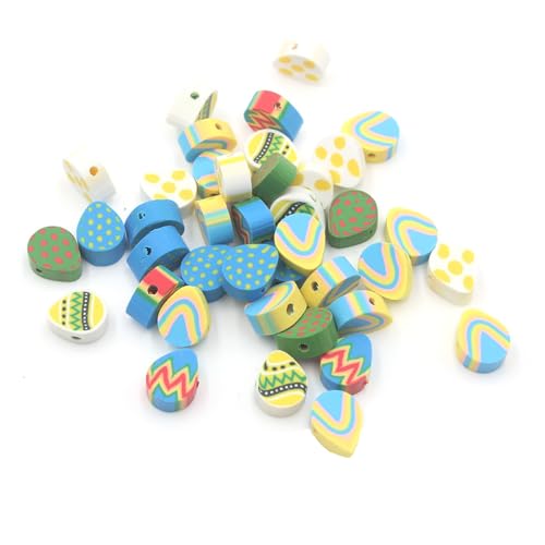 PEVOGON 100 Pcs Easter Egg Polymer Clay Beads Mixed Heishi Spacer Beads Supplies for DIY Bracelet Earring Necklace Jewelry Making - Image 1